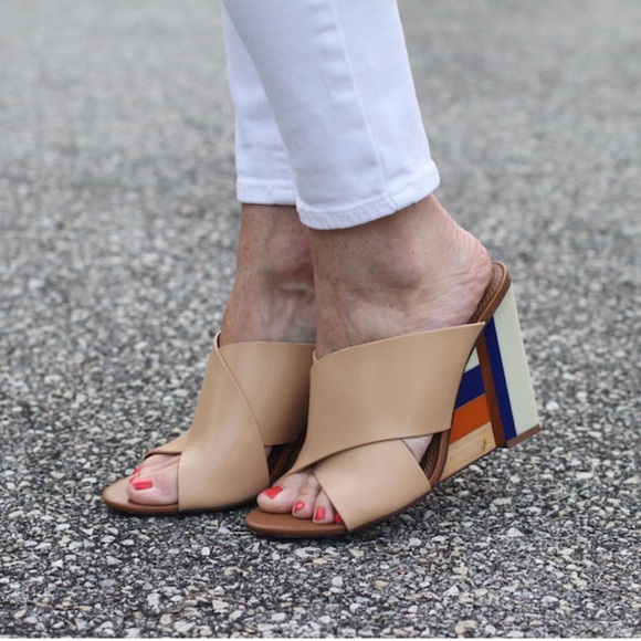 Tory Burch Perspex Color Cube Color Block Leather Wedge Size 8 - Picture 9 of 12